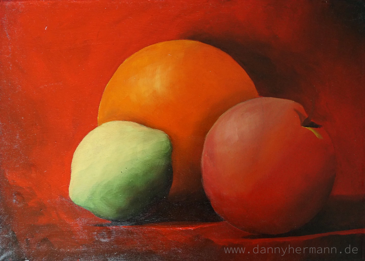 Study Apple, Orange, Lemon, 2014, 35cm x 25cm, Oil on Canvas