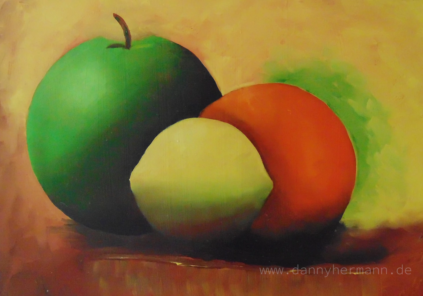 Study Apple, Orange, Lemon, 2014, 35cm x 25cm, Oil on Canvas