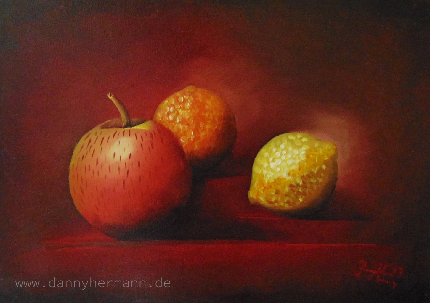 Study Apple, Orange, Lemon, 2014, 35cm x 25cm, Oil on Canvas