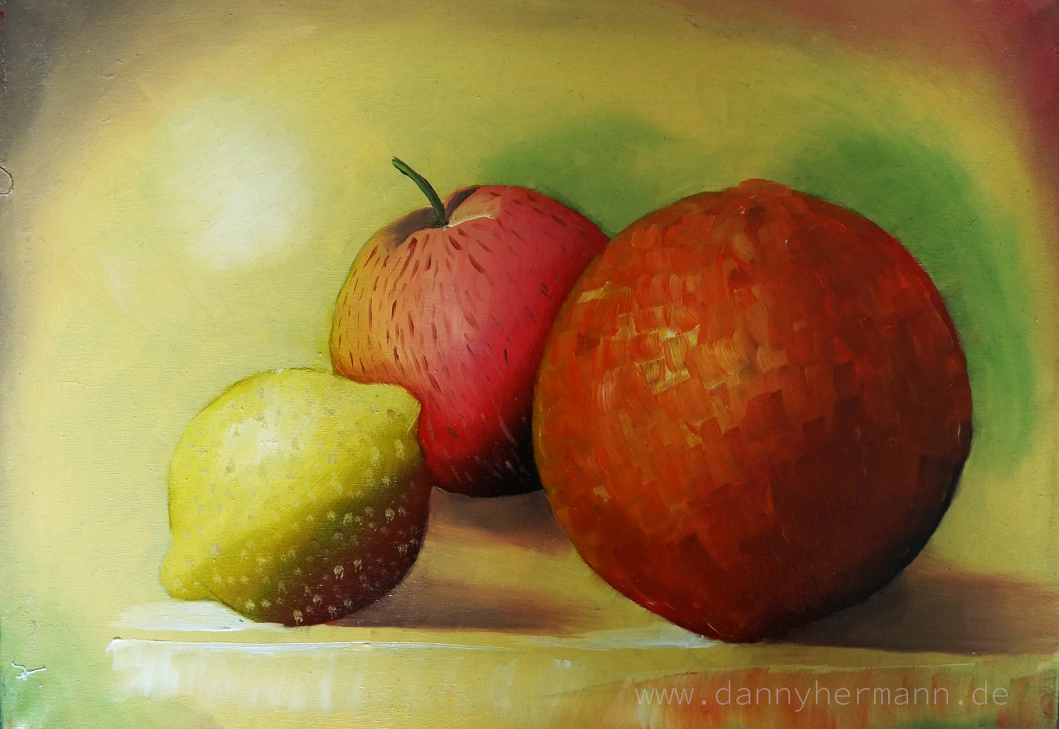 Study Apple, Orange, Lemon, 2014, 35cm x 25cm, Oil on Canvas