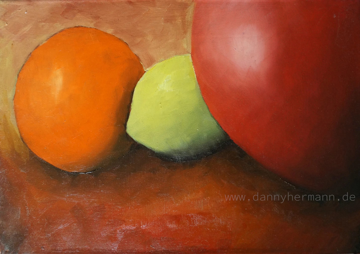 Study Apple, Orange, Lemon, 2014, 35cm x 25cm, Oil on Canvas