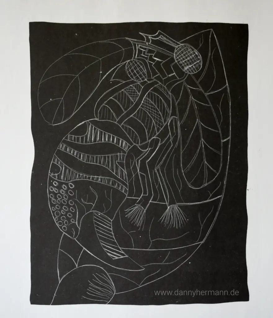 Die Fliege, Danny Hermann, Radierung auf Handgeschöpftes Papier, 35x25cm, 2016