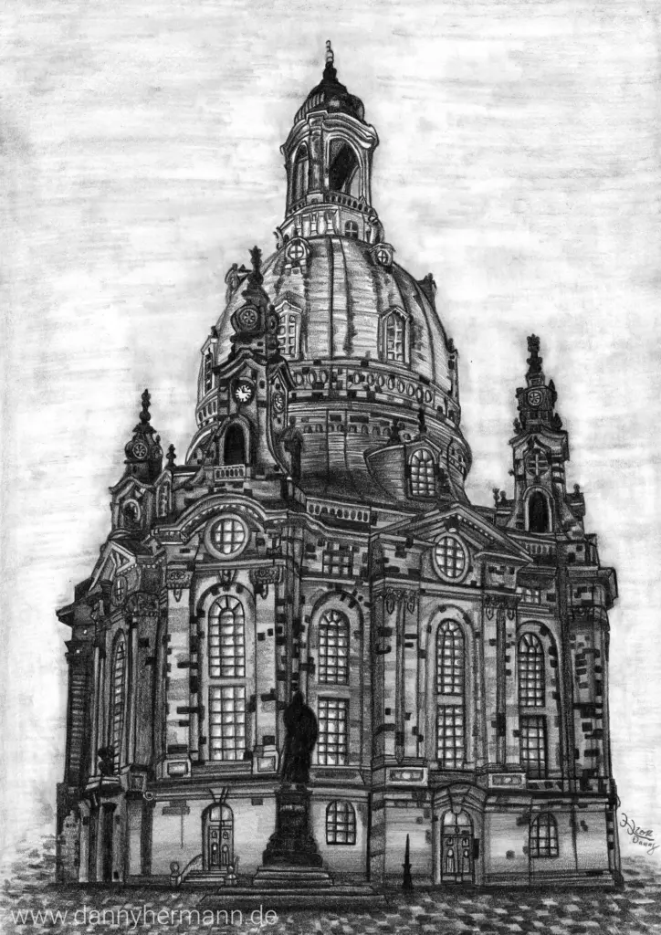 Frauenkirche Dresden, Danny Hermann, Graphitstift auf Zeichenkarton, 21x29,7cm, 2012